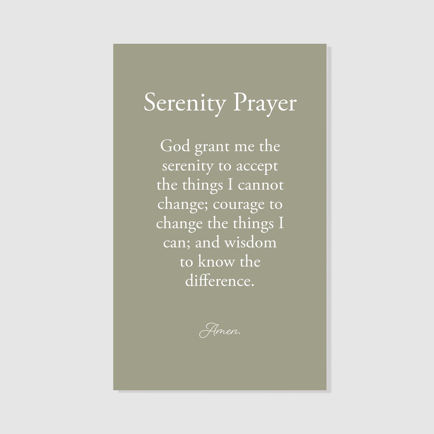 Serenity Prayer - Prayer Card