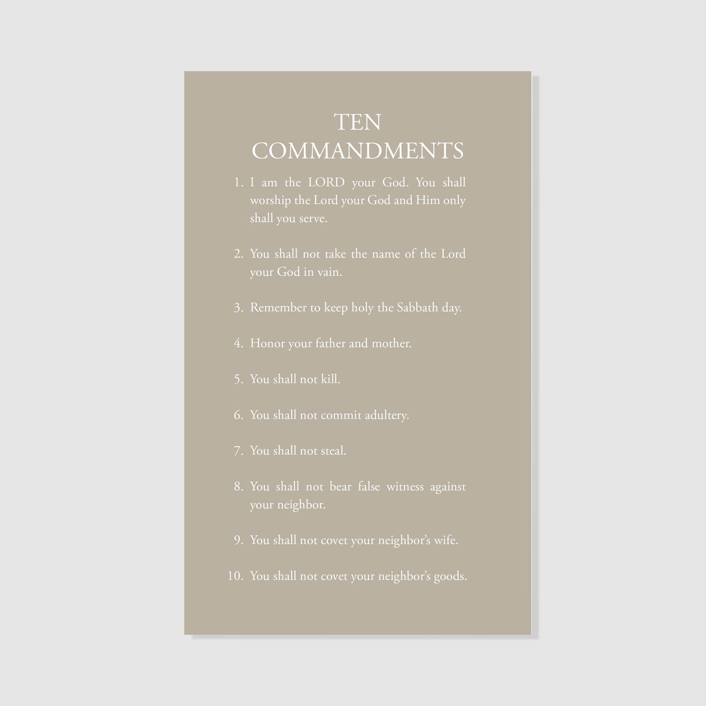 Ten Commandments - Prayer Card