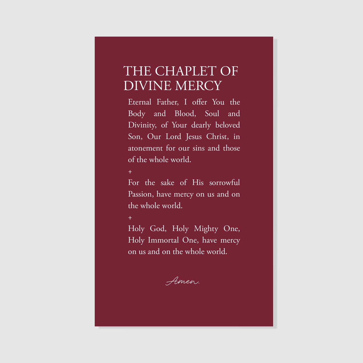 Chaplet Of Divine Mercy - Prayer Card