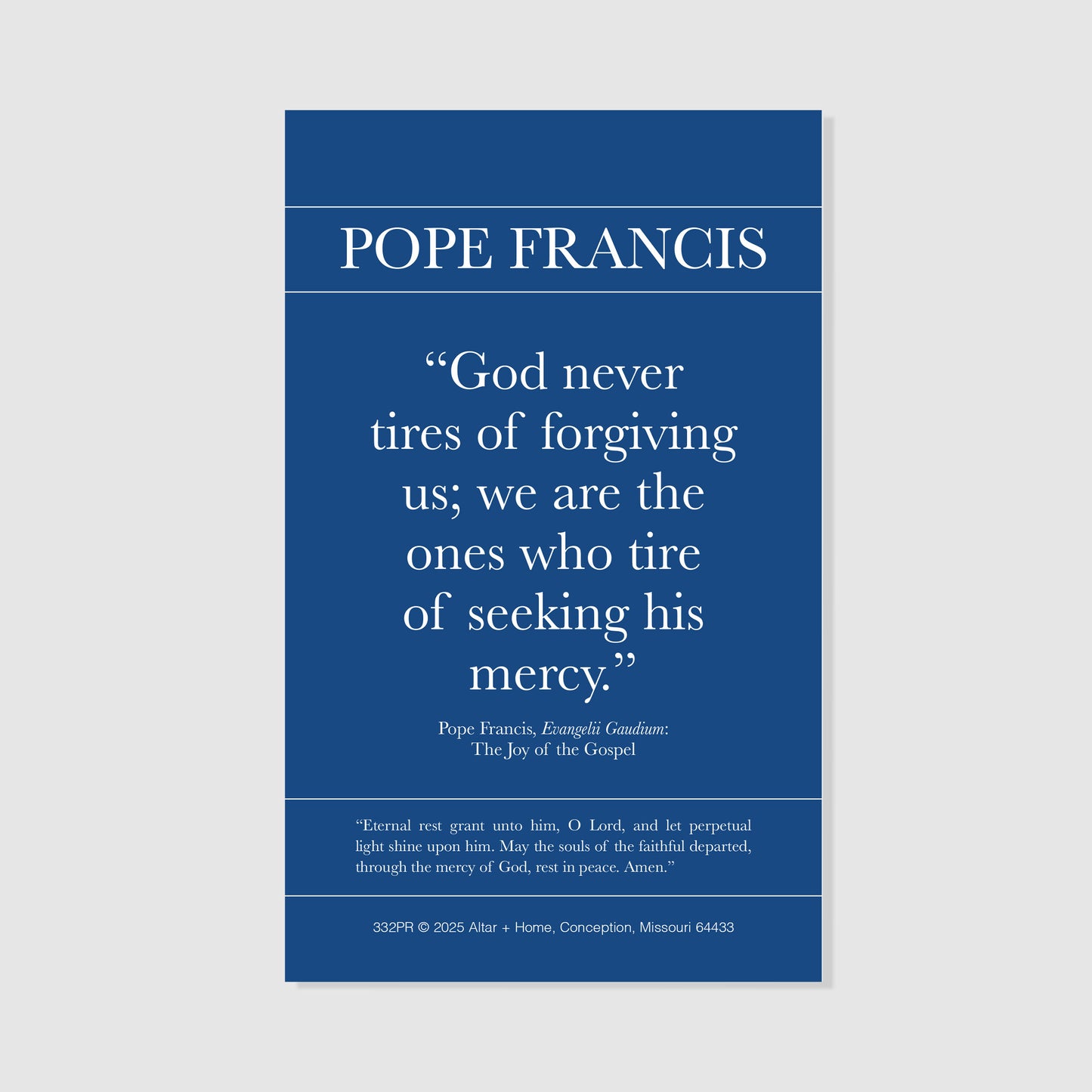 Pope Francis Memorial - Prayer Card