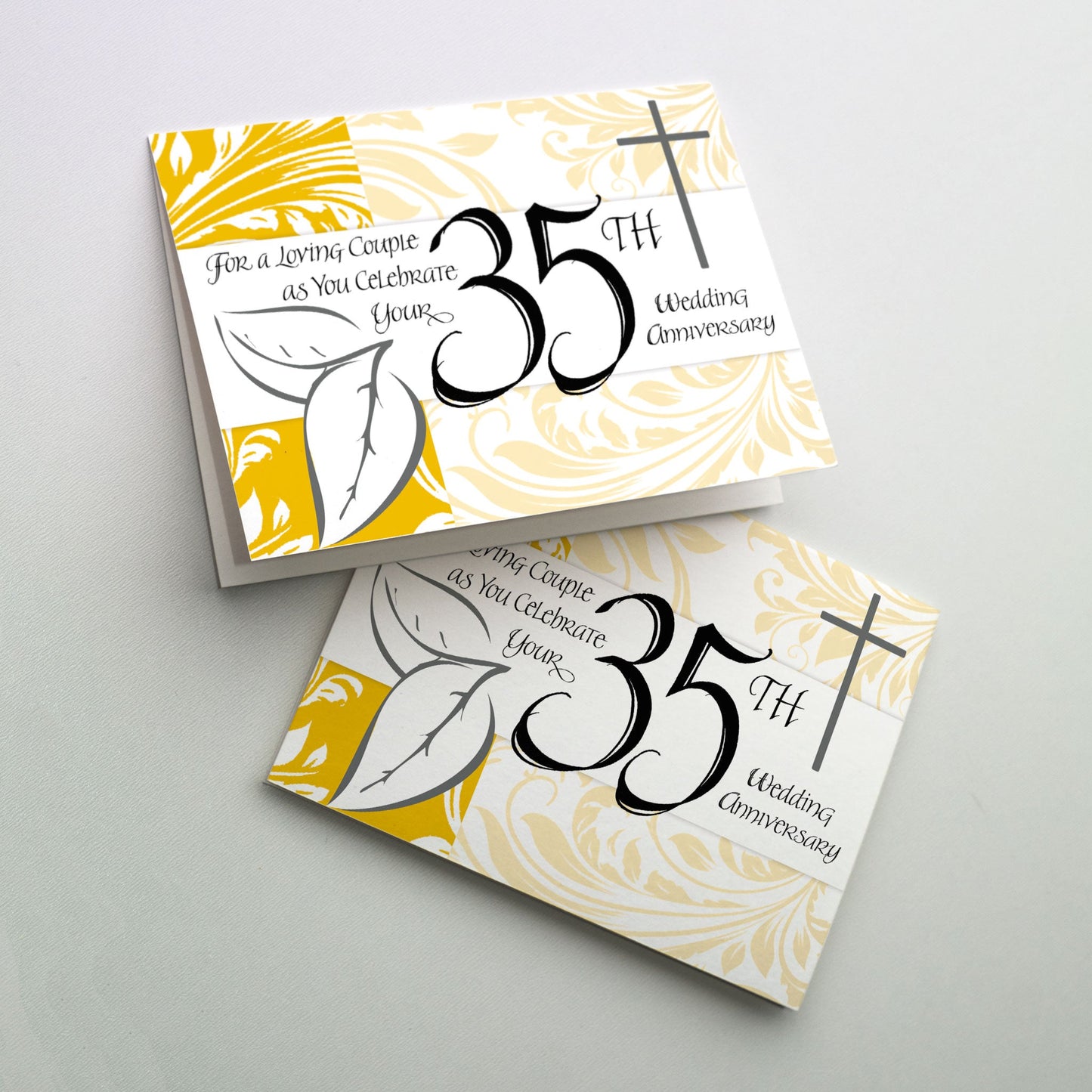 Gold floral background with calligraphy and leaves.