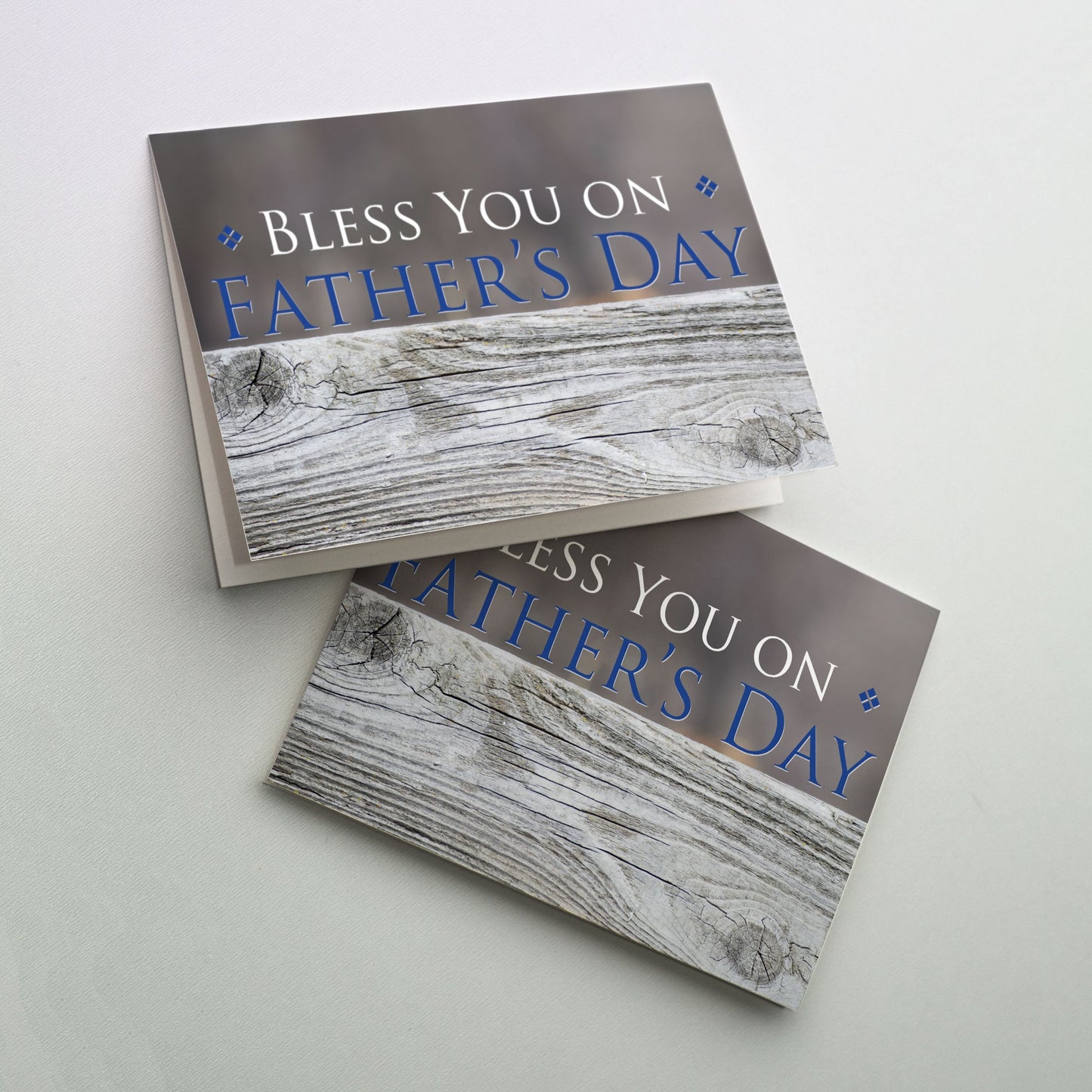 Photo of a wooden board with white and blue text