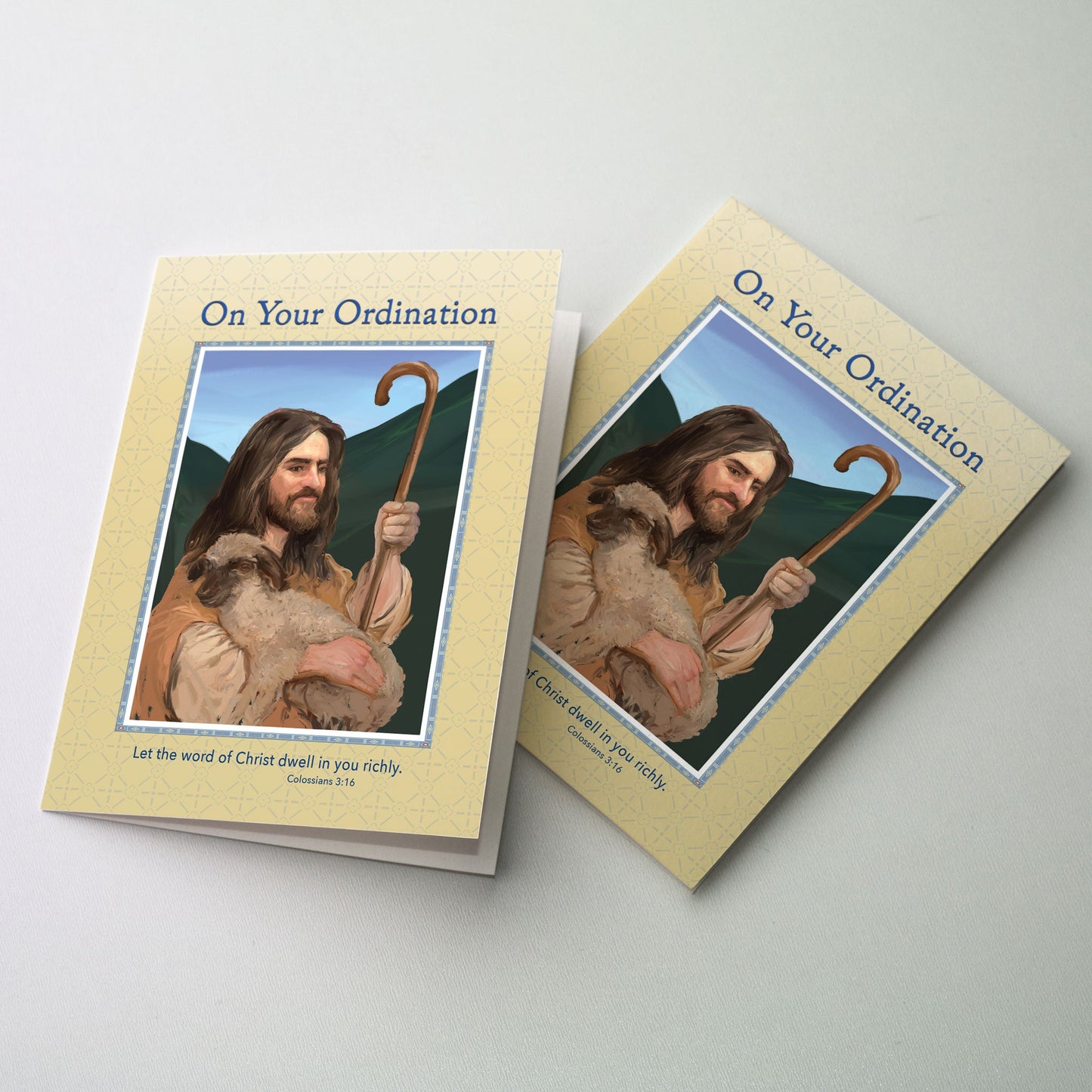 Jesus the Good Shepherd holding one of HIs sheep.