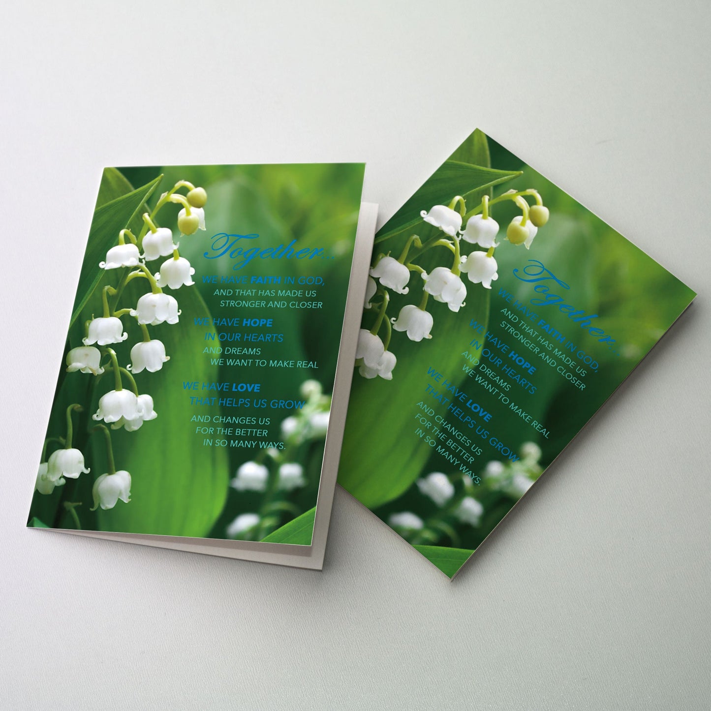 Photo closeup of blooming of Lily of the Valley.