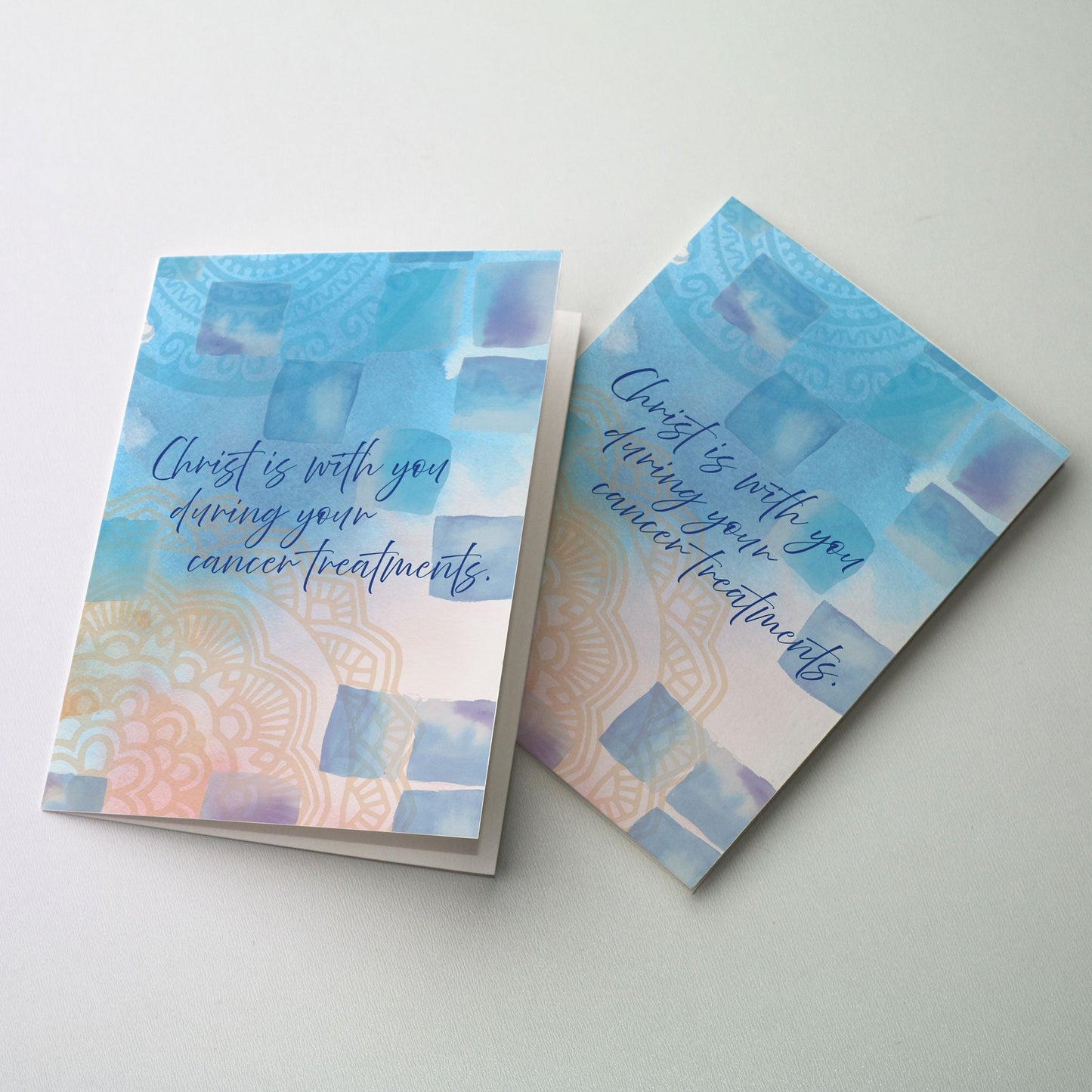 Soft luminous watercolor painting featuring soothing blended colors combined with mandala patterns