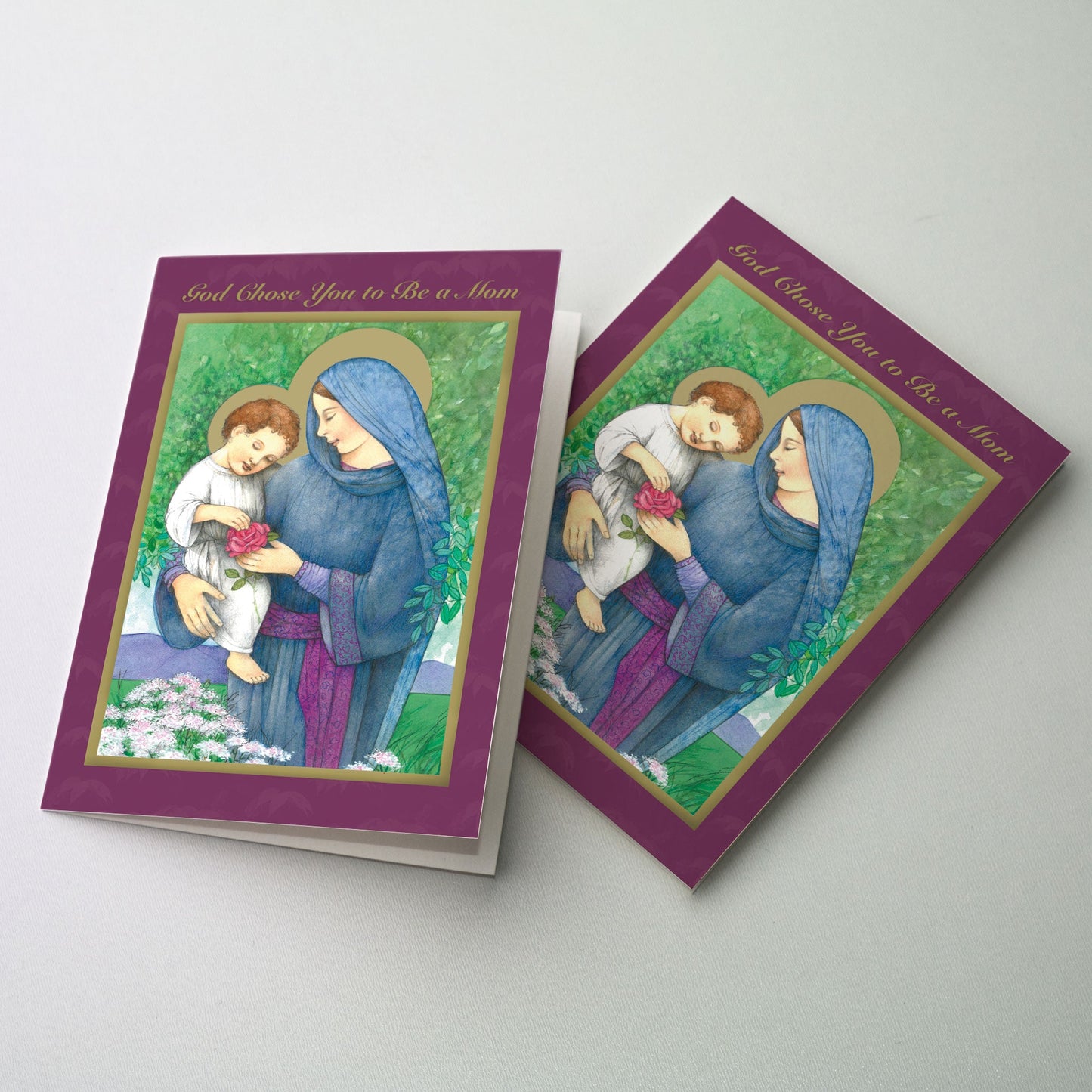 Send this Mother's Day card to a friend who is a mother. Mary, the mother of Jesus, is a role model for all Christian women, and especially for those called to the important vocation of motherhood. The cover art features a touching scene between the Christ Child and his Mother.