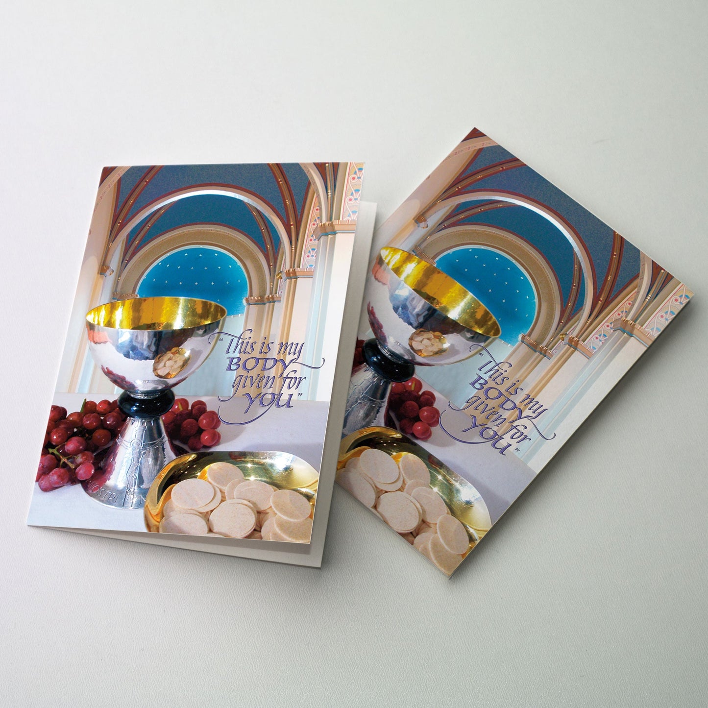 Rejoice with those receiving their First Communion. Colored inside panel. 5" by 7".