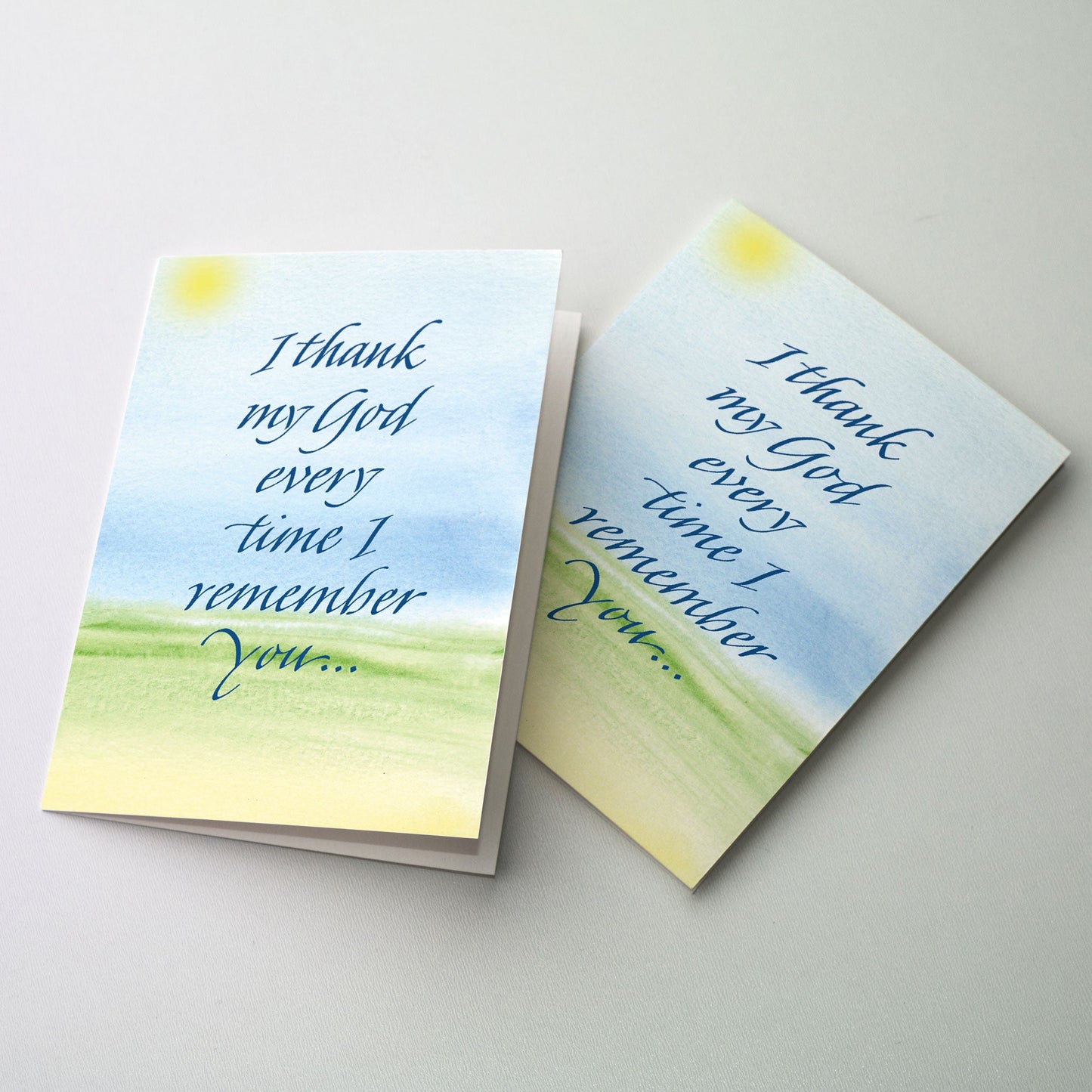 These cards carry your thoughts and prayers, and keep you and your loved ones together in God’s love. The cards are printed on recycled paper and measure 5 x 7 inches.