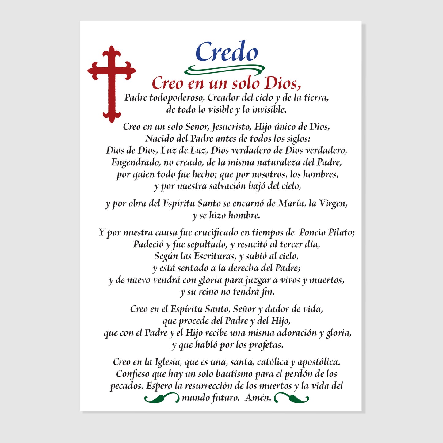 El Credo Niceno (Nicene Creed in Spanish) - Print
