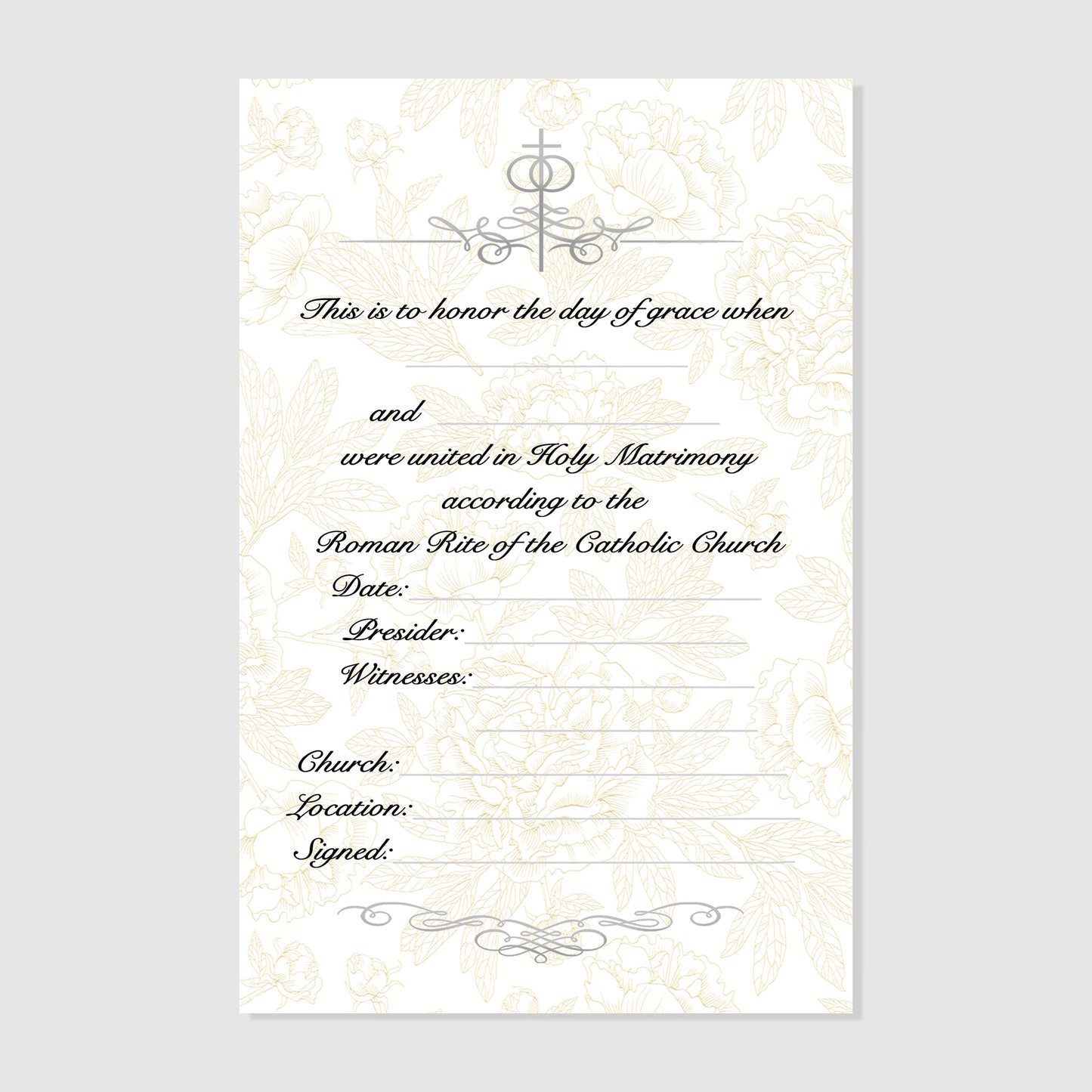 United in Holy Matrimony - Catholic Marriage Certificate (Half Letter Size)