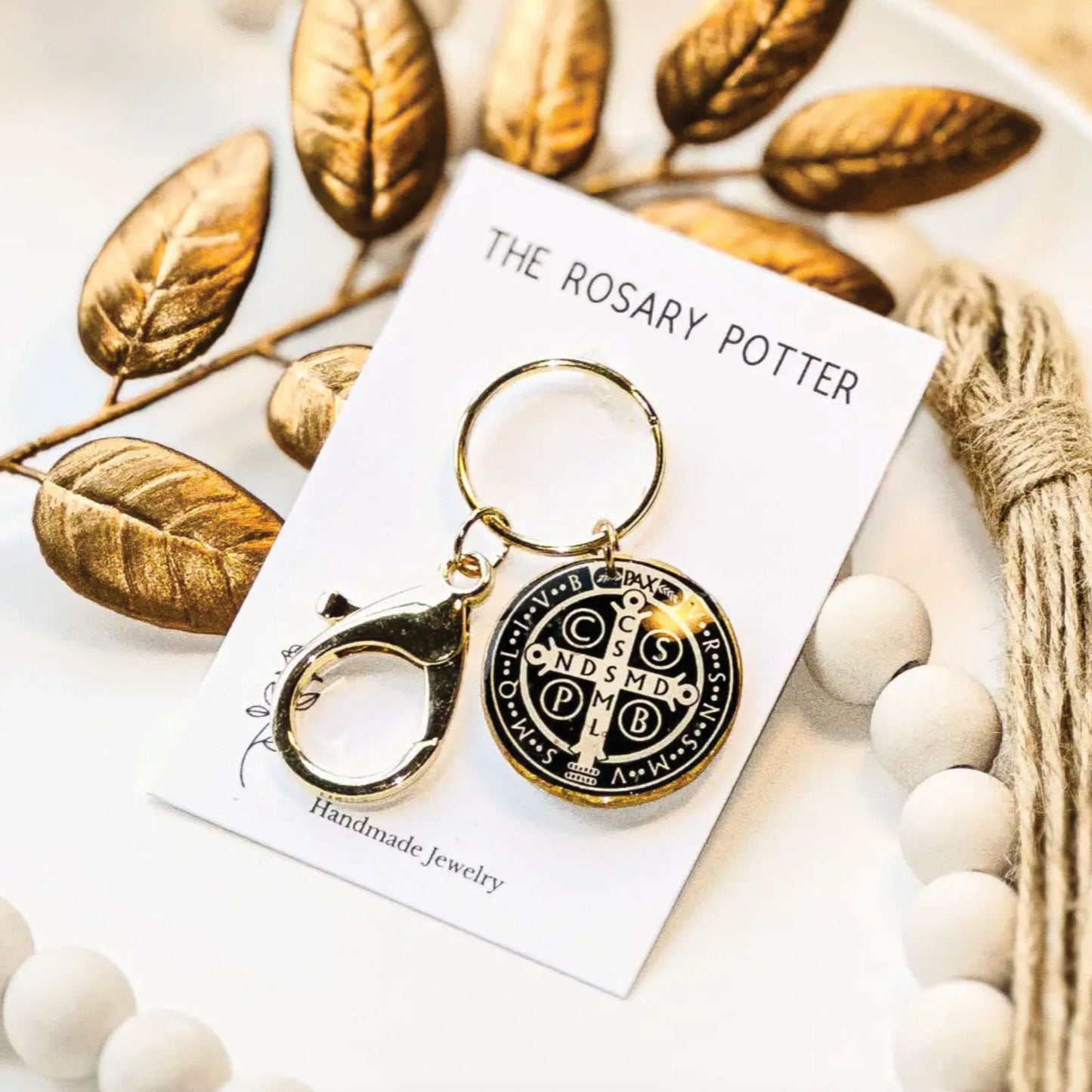 Saint Benedict Handmade Polymer Clay Key Ring