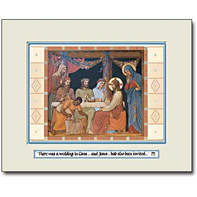 A great wedding gift! Matted prints are double matted, foam-core backed and fit a standard 20" x 16" frame. This is a reproduction of one of the Beuronese murals from our Abbey church, the Baslica of the Immaculate Conception.