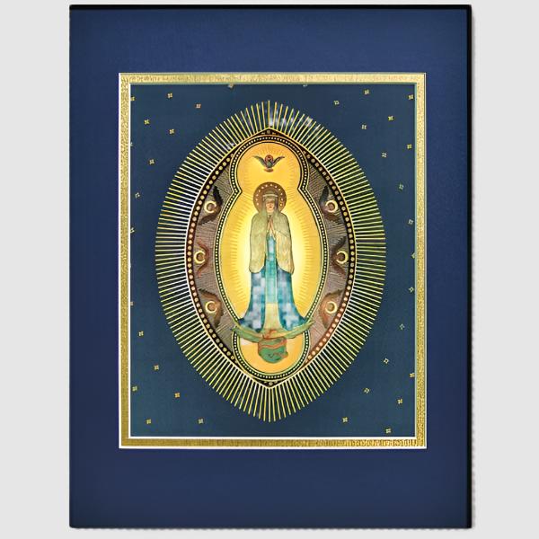 The print is double matted. A beautiful artistic tribute to the Mother of God.