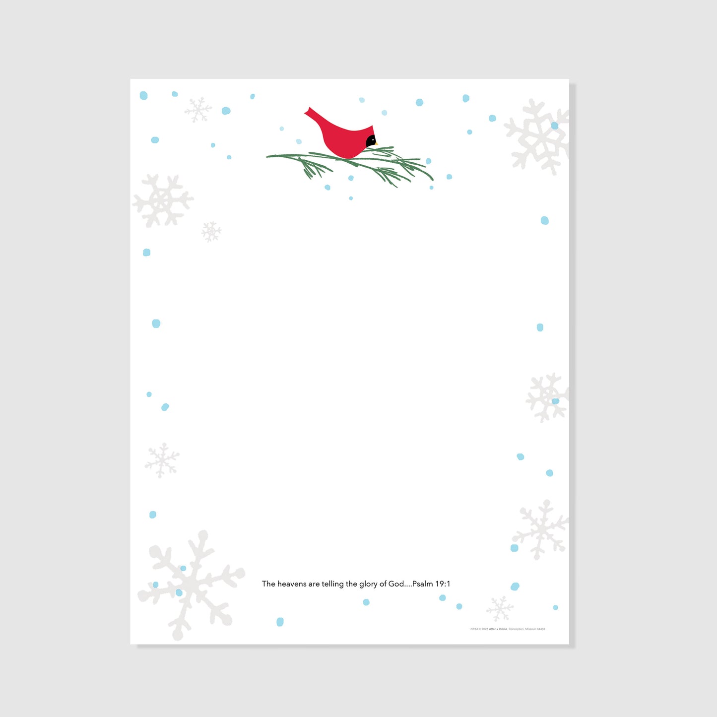 Cardinal on Branch Christmas Stationery