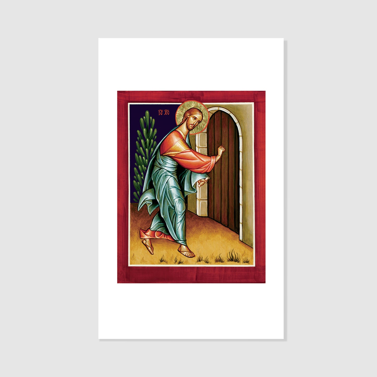 Behold, I Stand at the Door and Knock - Icon Holy Card Personalized