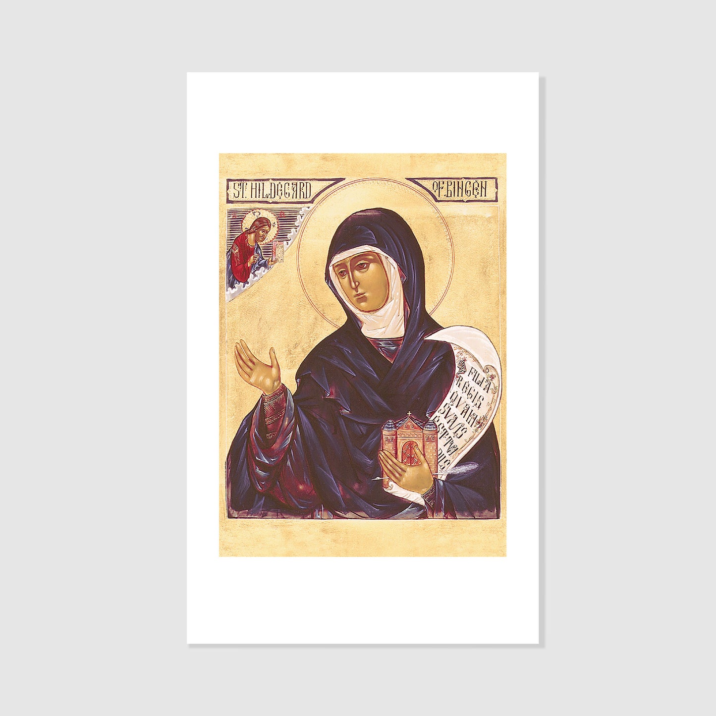 St. Hildegard of Bingen - Icon Holy Card Personalized