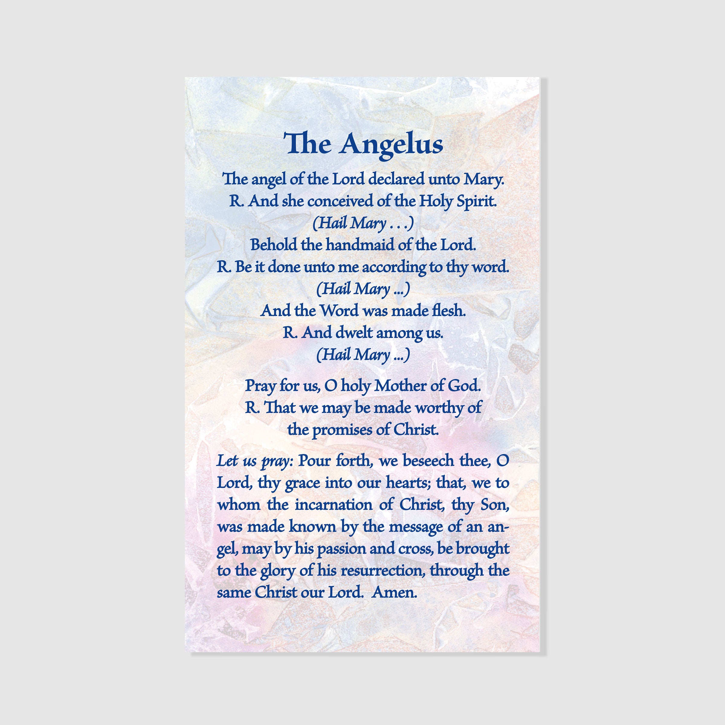 Printable Catholic Prayers Angelus The Angelus Prayer Card | Sunday