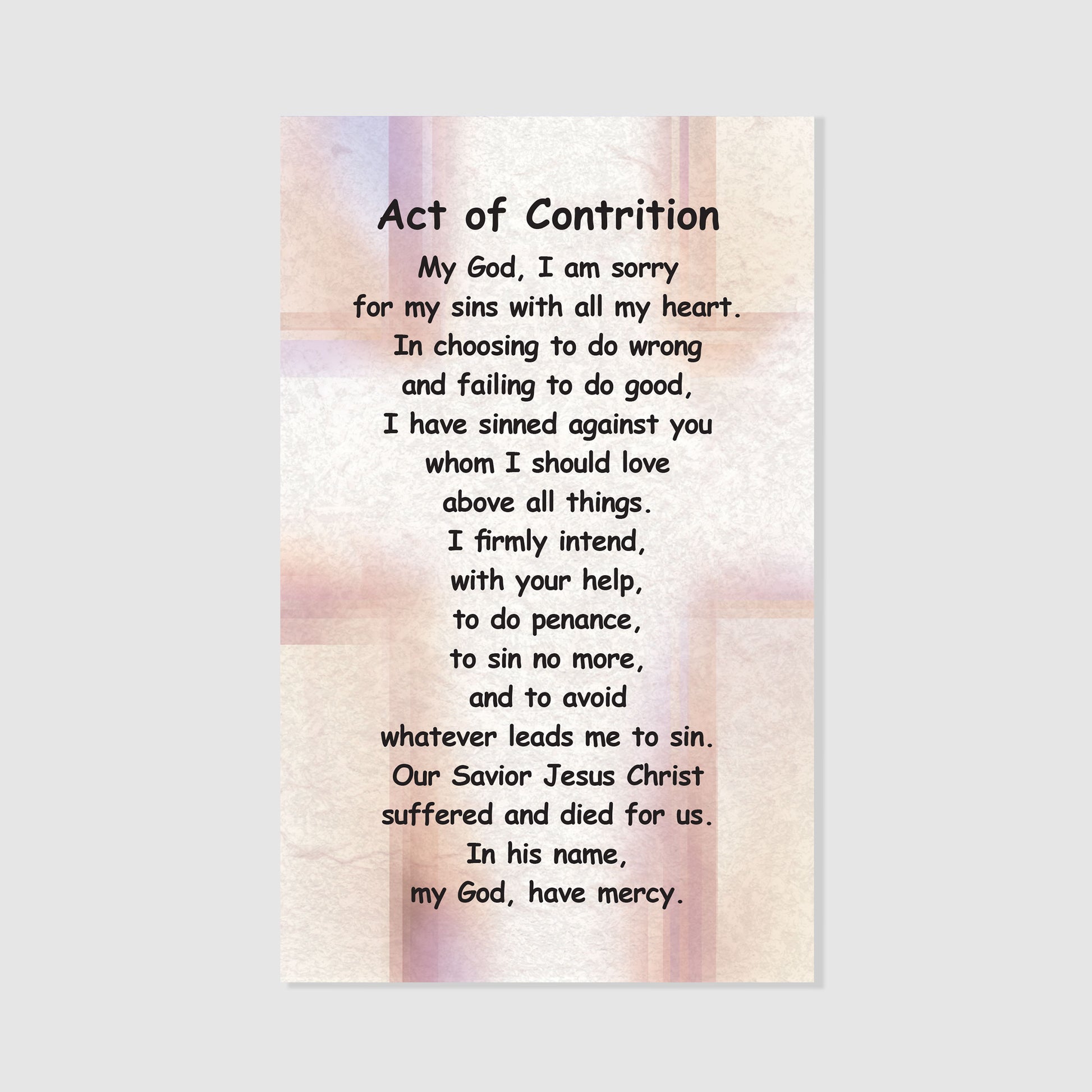 Act of Contrition Prayer Card - Altar + Home