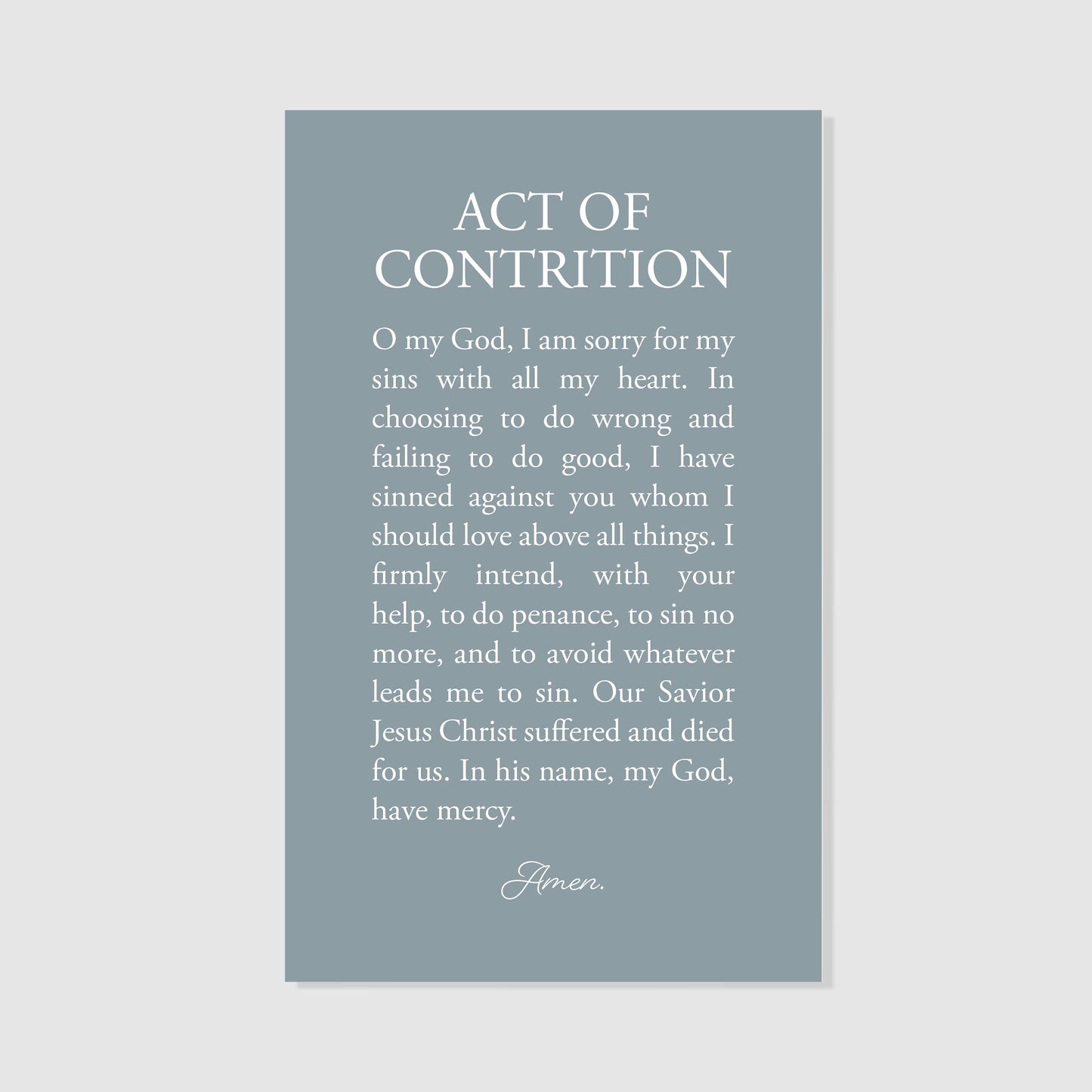 Act of Contrition - Prayer Card