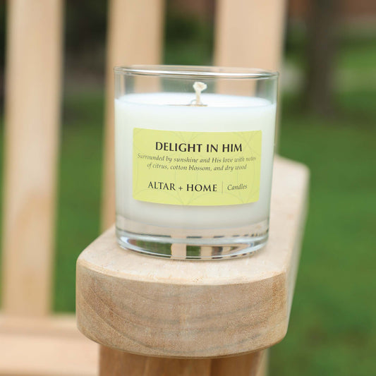 Delight in Him - Scented Candle (White Wax)