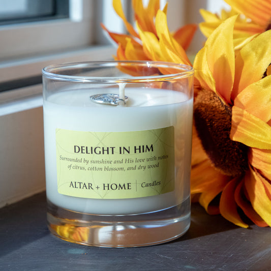 Delight in Him - Scented Candle (White Wax)