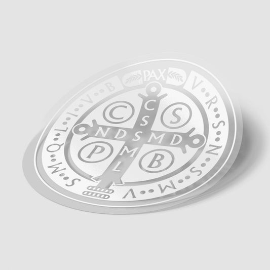 White Benedictine Medal Vinyl Sticker
