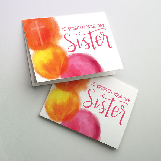 Bright orange, yellow, and red watercolor spots with contemporary hand lettering