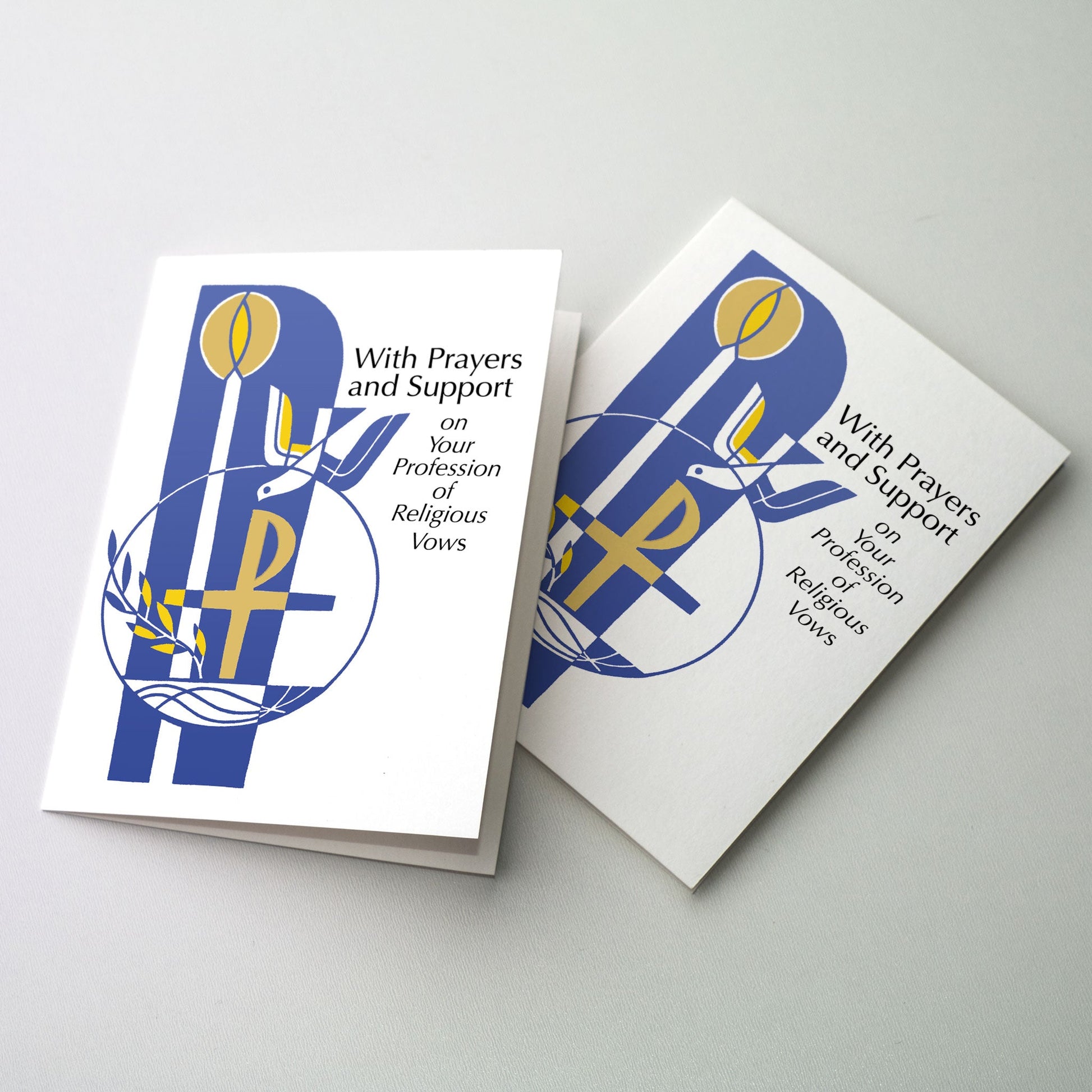 Religious elements on the cover include a Christ candle, descending dove, a Chi-Rho, and a growing plant.