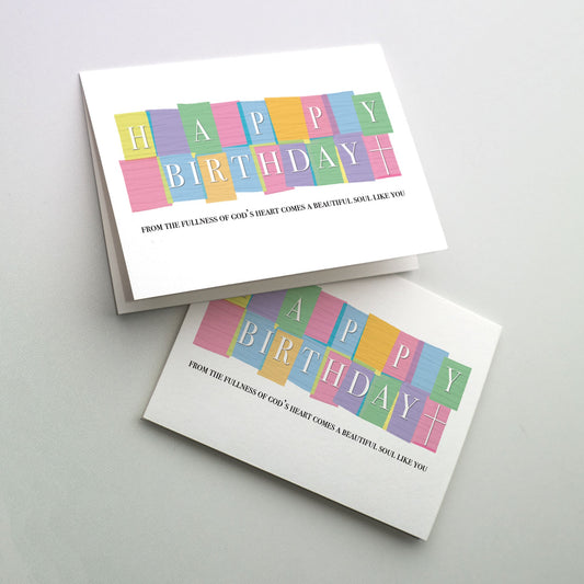 The letters HAPPY BIRTHDAY are dancing over brightly colored blocks with the cover message on a line below.
