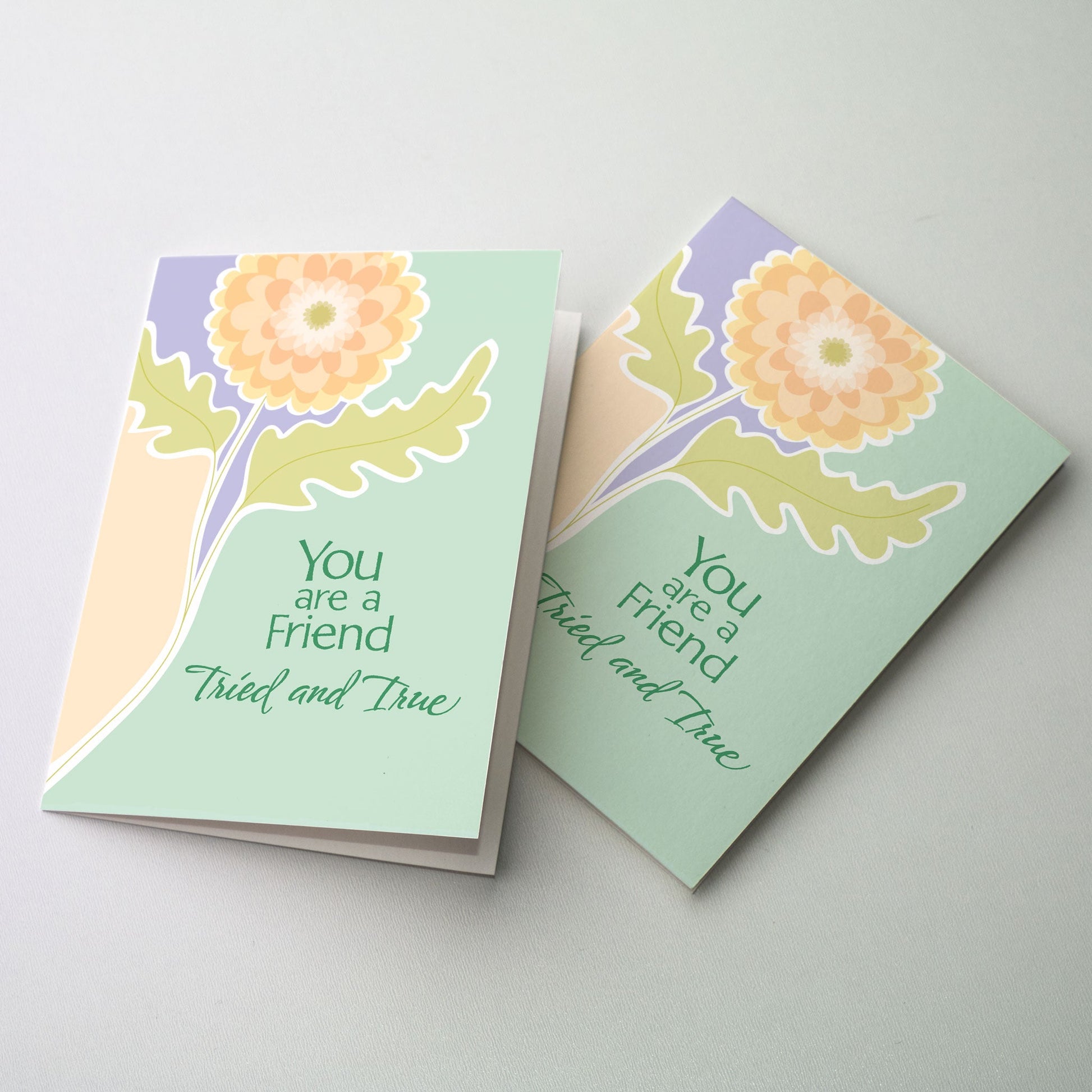 Orange Zinnia on purple, green and light orange ground.