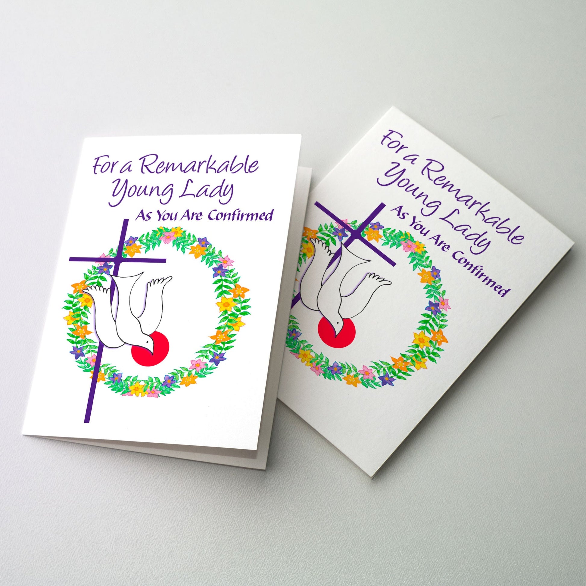 <span new=&quot;&quot; roman=&quot;&quot; style=&quot;font-size: 10pt;&quot; times=&quot;&quot;>Descending white dove and a violet colored cross on floral wreath of purple, gold, pink and yellow flowers. </span>