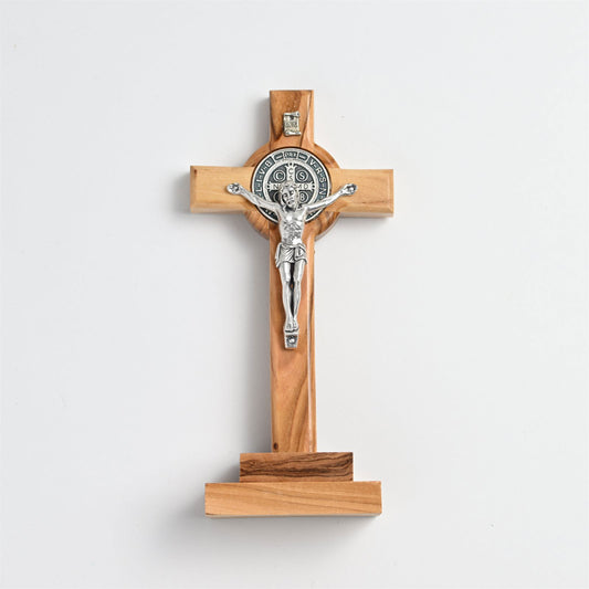 St Benedict Olivewood Crucifix on Base