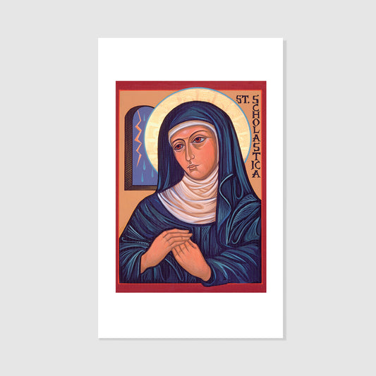 St. Scholastica - Icon Holy Card Personalized
